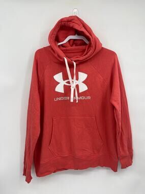 Under Armour Salmon Pink Hoodie Sweatshirt Loose Fit Women's Large